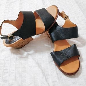 Kork-Ease Boho Black Tan Leather Sandals